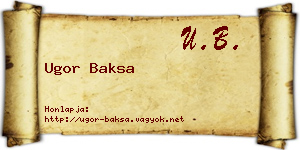 Ugor Baksa névjegykártya